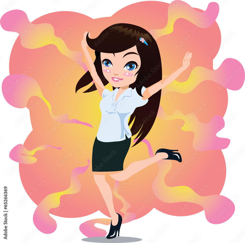 Happy cartoon girl