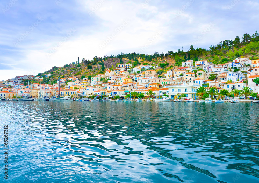 View of the capital of Poros island in Greece