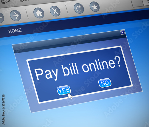Paying bills online concept.