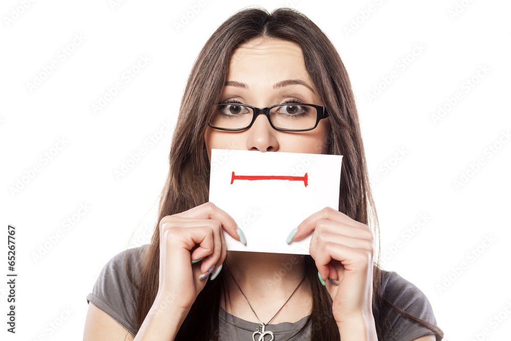 girl with straight smile drawn on paper girl with straight smile drawn on paper