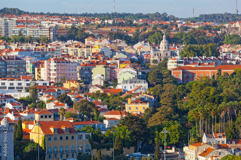 Panorama of the historical center of Lisbon, Portugal
