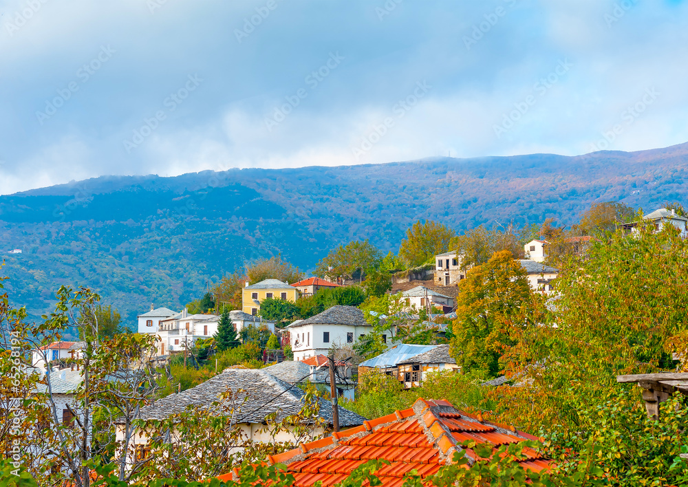 view of Agios Lavrendios village at Pilion mountain in Greece