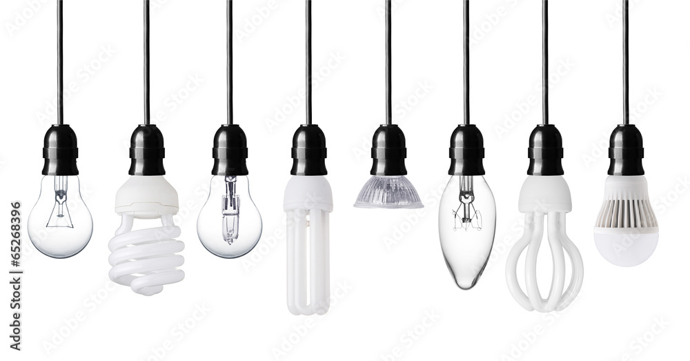 Set of different light bulbs isolated on white Set of different light bulbs isolated on white