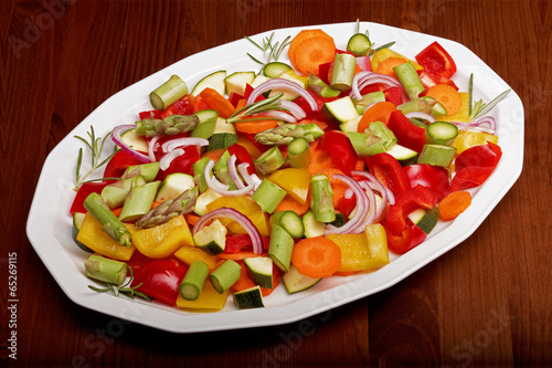 sliced vegetables for a vegetable pan