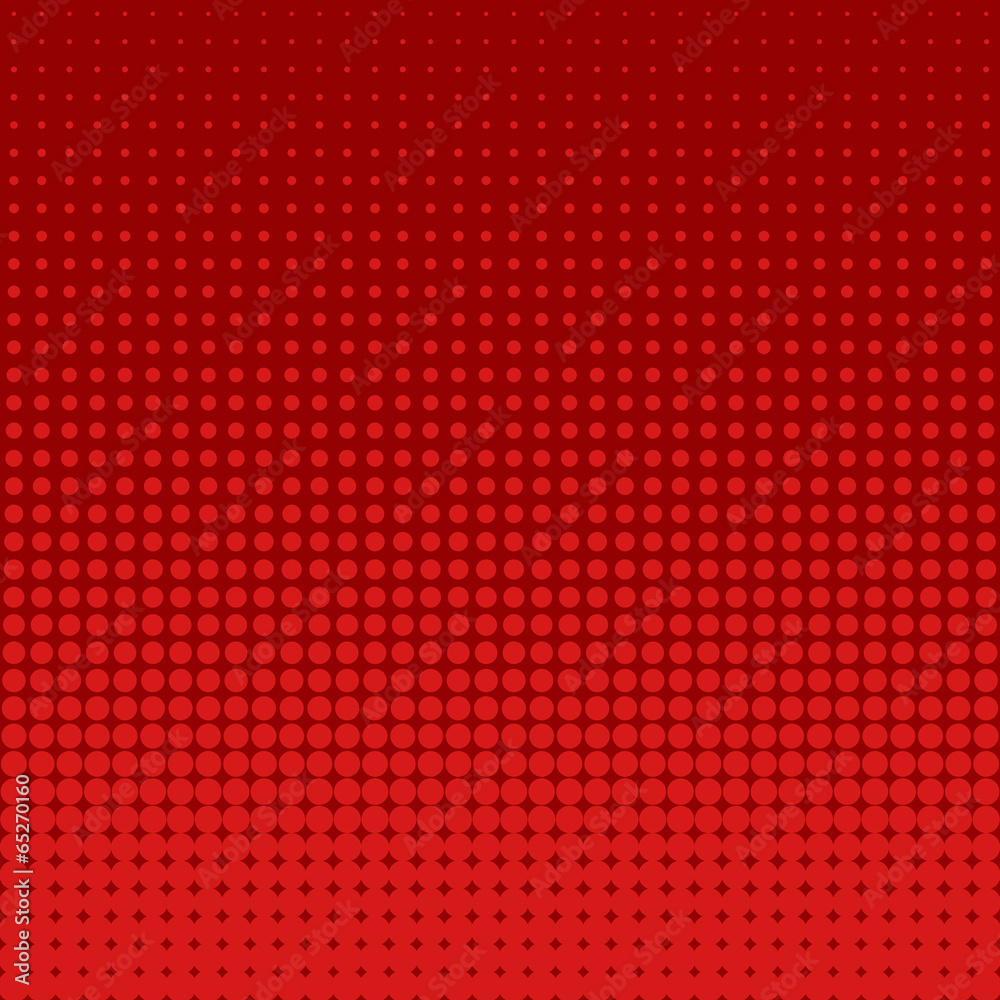 Vector halftone dots. Red dots on red background.