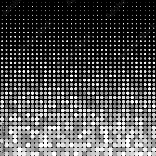 Vector halftone dots. White dots on black background.