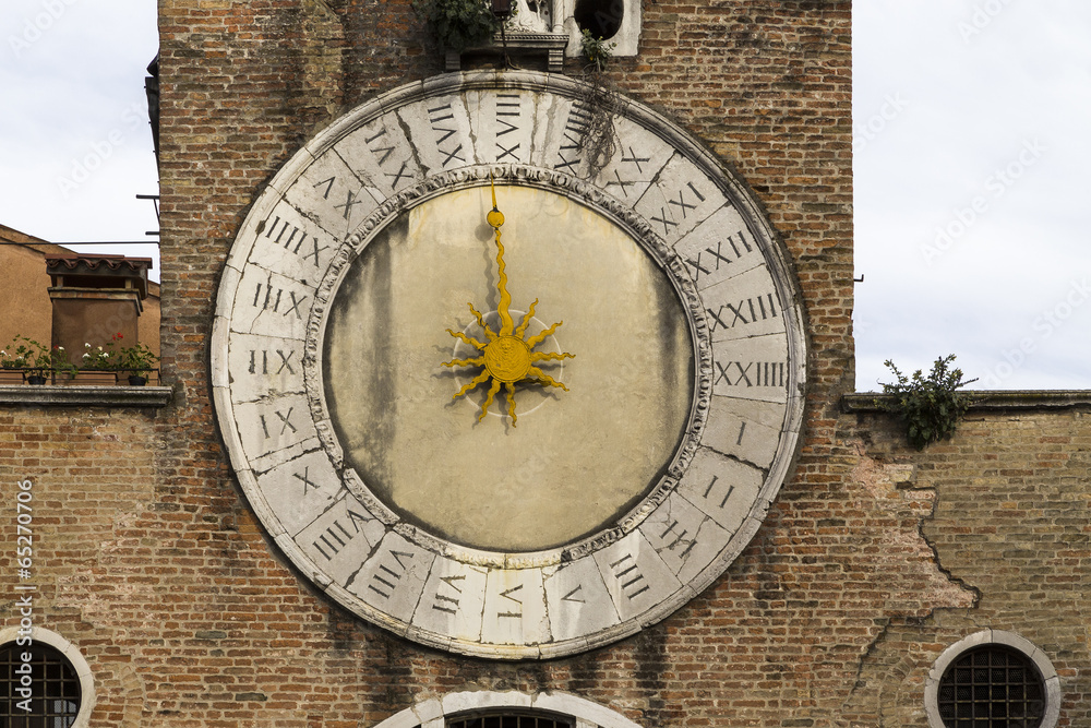 Traditional Sundial Clock in Venice, Italy Traditional Sundial Clock in Venice, Italy