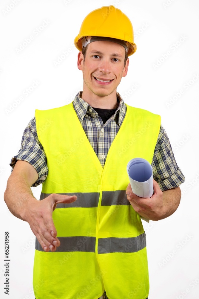 Construction site leader,isolated on white background. Construction site leader,isolated on white background.