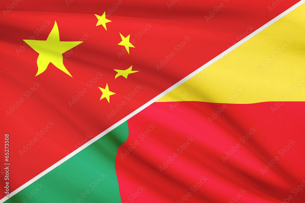 Series of ruffled flags. China and Republic of Benin. Series of ruffled flags. China and Republic of Benin.
