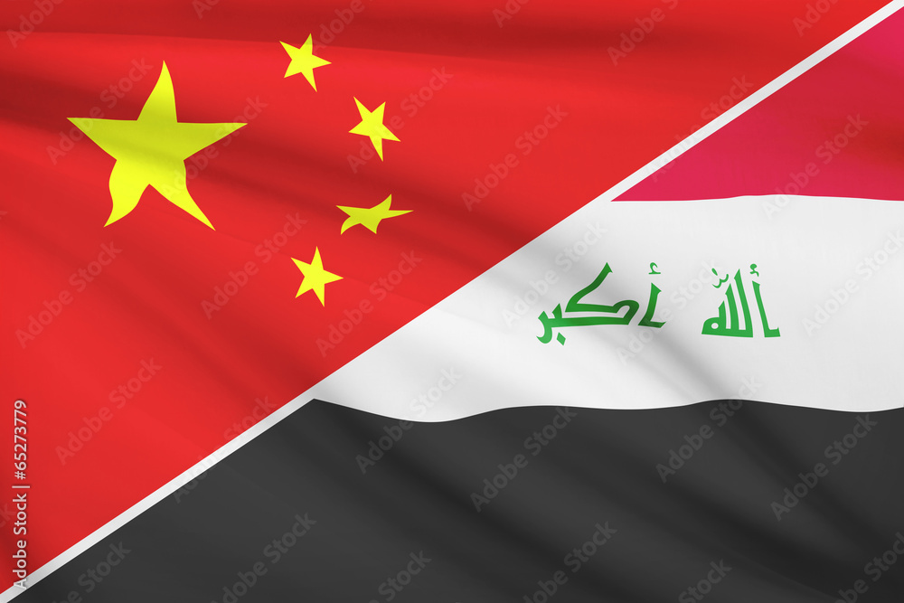 Series of ruffled flags. China and Republic of Iraq. Series of ruffled flags. China and Republic of Iraq.