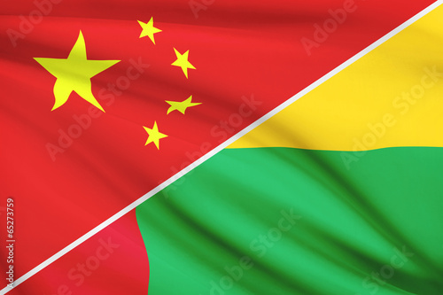 Series of ruffled flags. China and Republic of Guinea-Bissau.