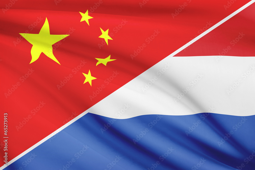 Series of ruffled flags. China and Netherlands. Series of ruffled flags. China and Netherlands.