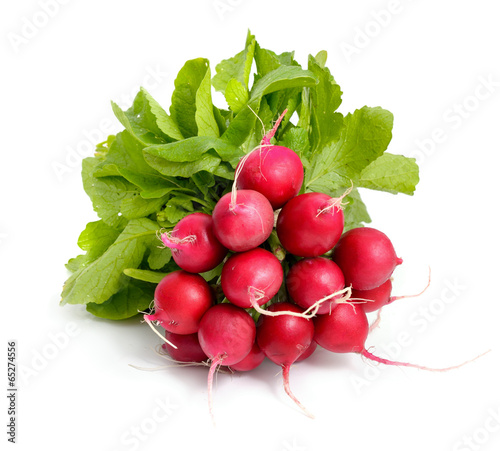 Heap of a garden radish on a white background isolated