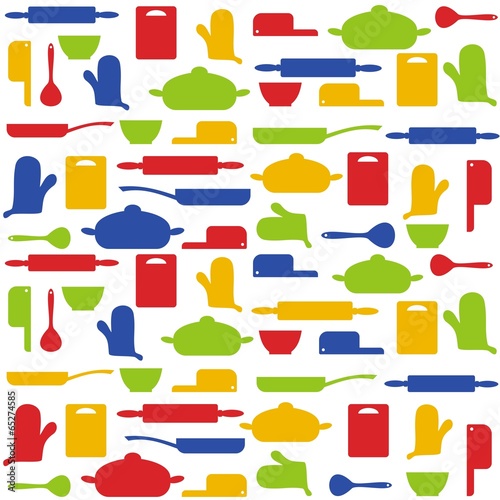 Multicolored cooking items, background