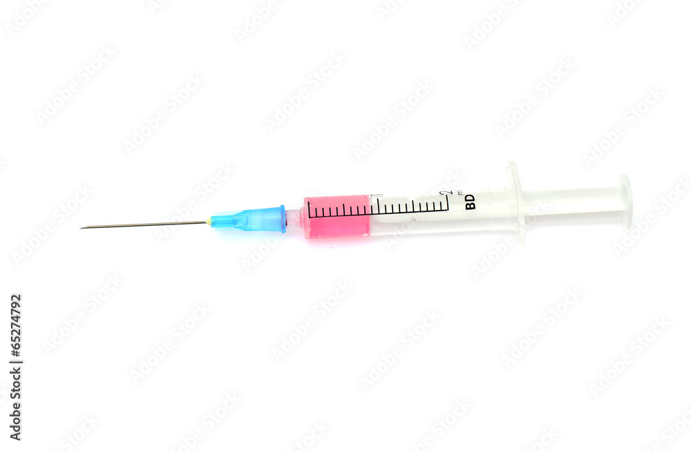 Syringe with medicine isolated on white background Syringe with medicine isolated on white background
