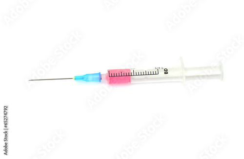 Syringe with medicine isolated on white background