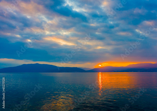 Sunset view from the port of Nafplio in Greece