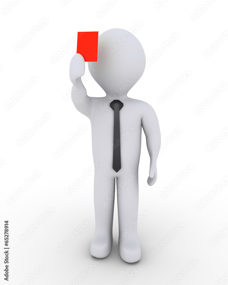 Businessman is showing red card Businessman is showing red card