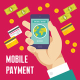 Mobile Payment Illustration in Flat Design Style