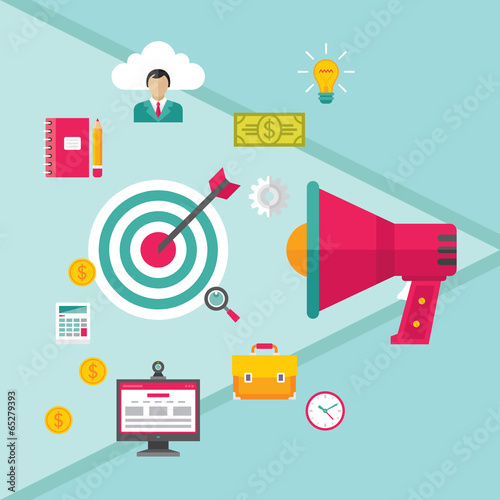 Loudspeaker Concept Illustration in Flat Design Style