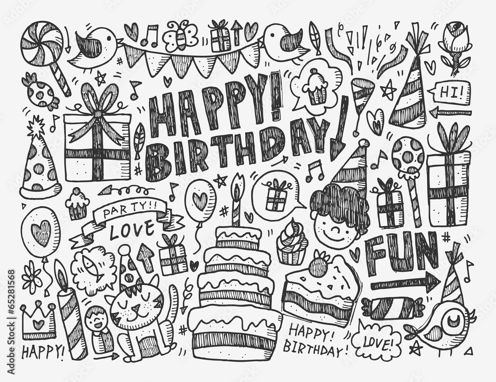 Doodle Birthday party background Doodle Birthday party background