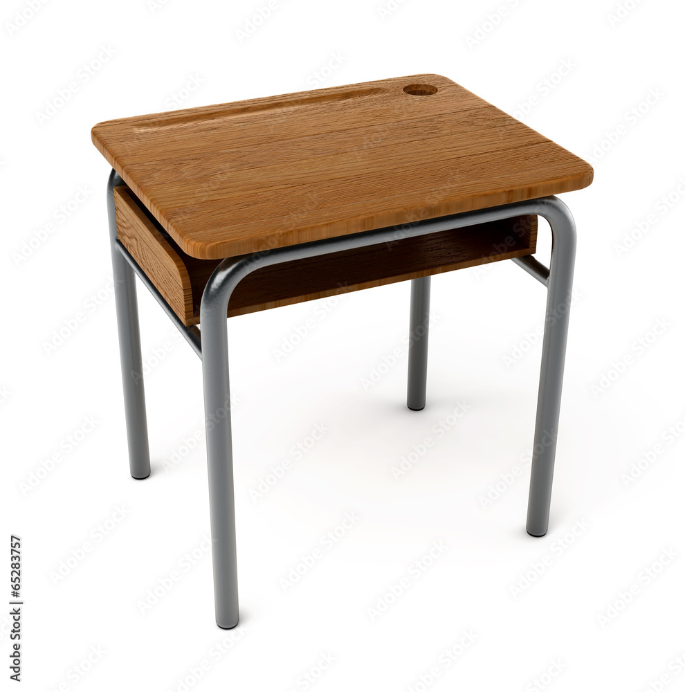 Ancienne table d'écolier sur fond blanc 1 Ancienne table d'écolier sur fond blanc 1