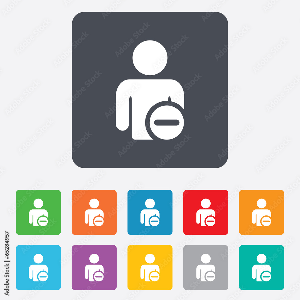 Delete user sign icon. Remove friend symbol. Delete user sign icon. Remove friend symbol.