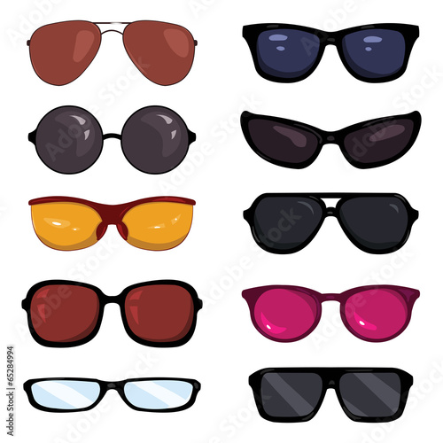 Vector Set of Color Cartoon Glasses