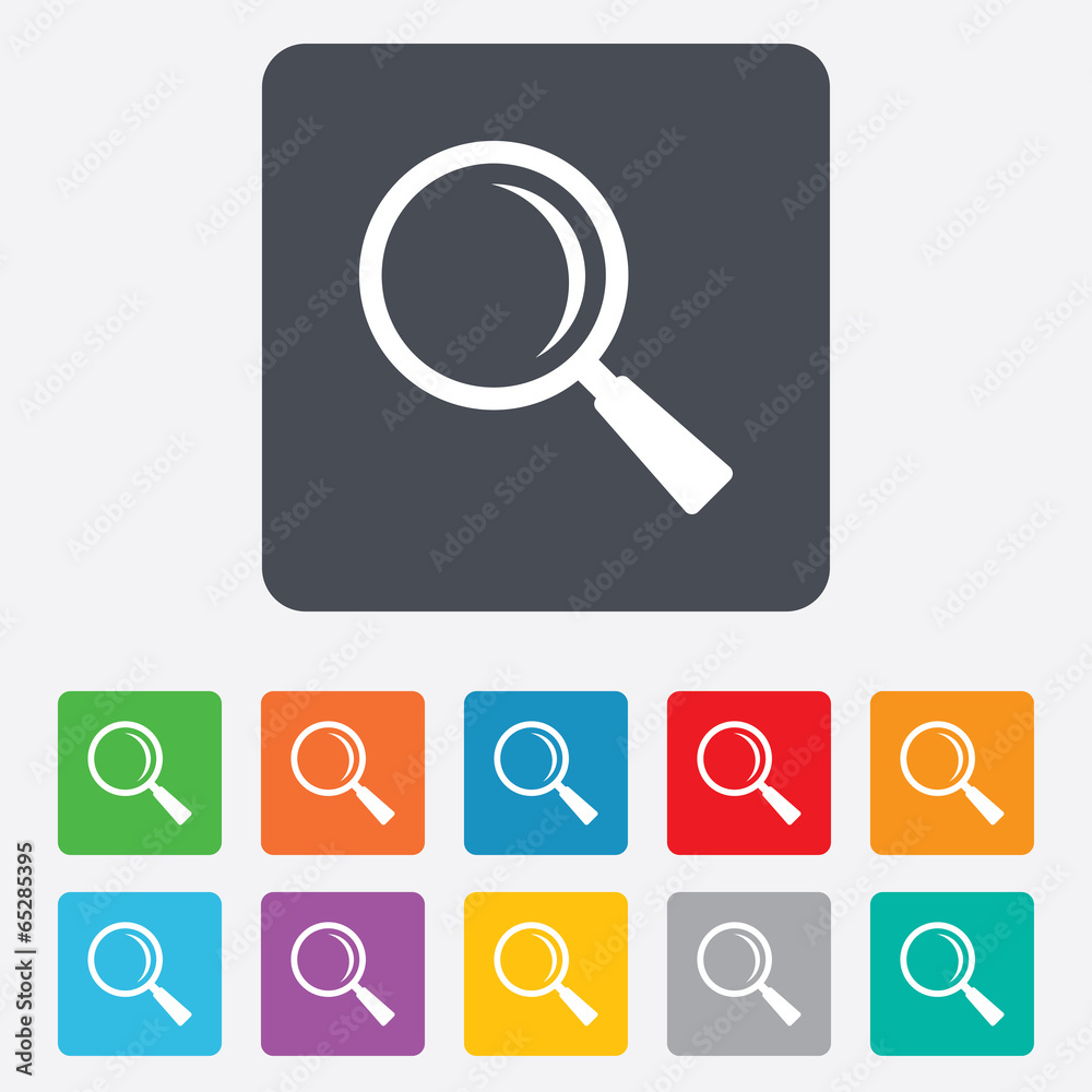 Magnifier glass sign icon. Zoom tool. Navigation Magnifier glass sign icon. Zoom tool. Navigation