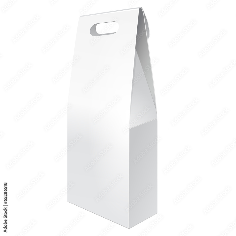 White Tall Cardboard Carry Box Bag Packaging For Food, Gift