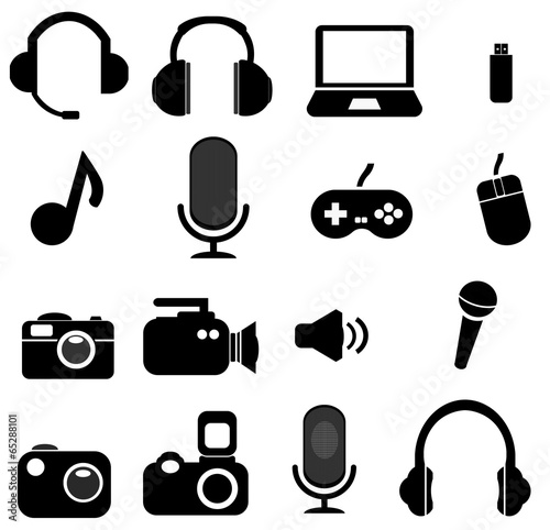 Audio, informatique et appareils photos en 16 icônes photo
