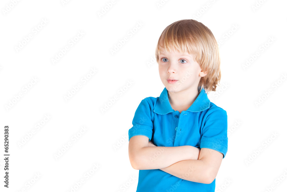 Portrait of smiling little boy over white background Portrait of smiling little boy over white background