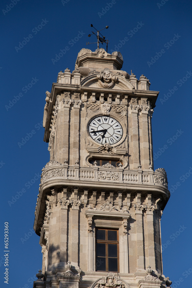 Dolmabahce Clock Tower in Istanbul