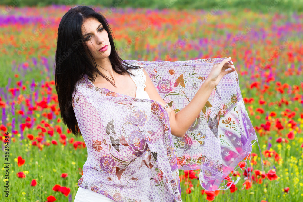 beautiful girl wearing white dress and holding cloth beautiful girl wearing white dress and holding cloth