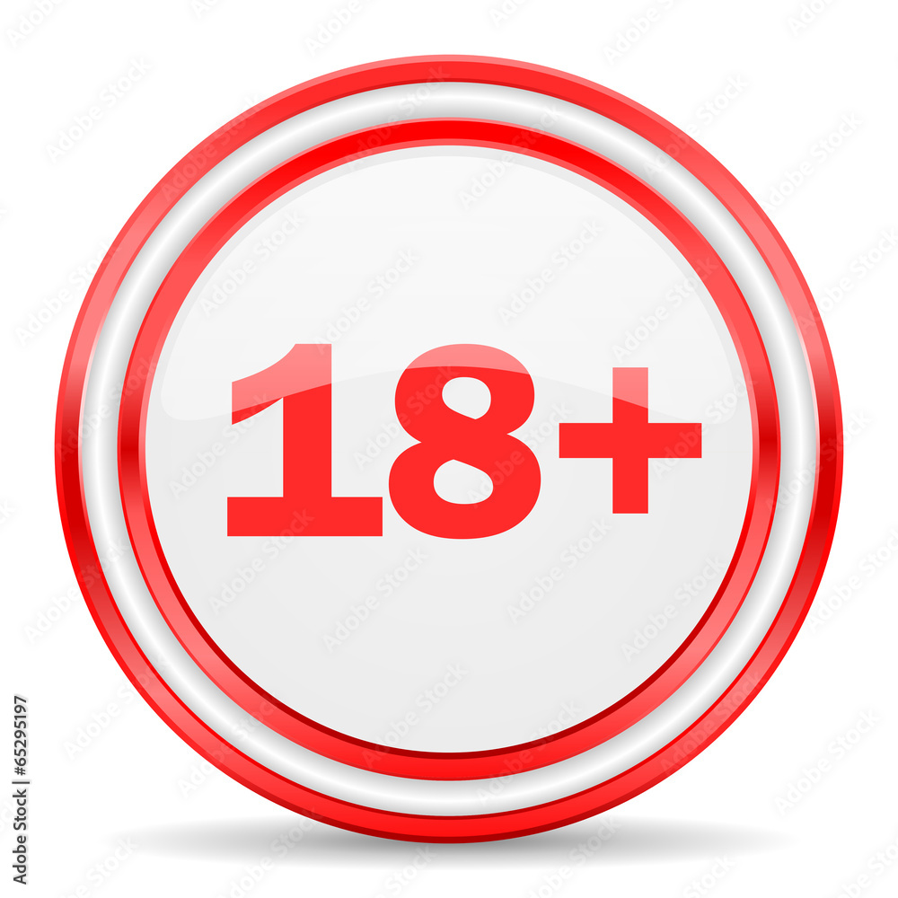 adults red white glossy web icon