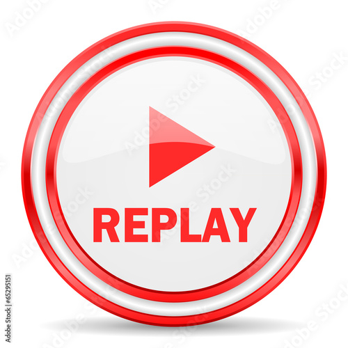 Free Download replay red white glossy web icon - GFXLoad