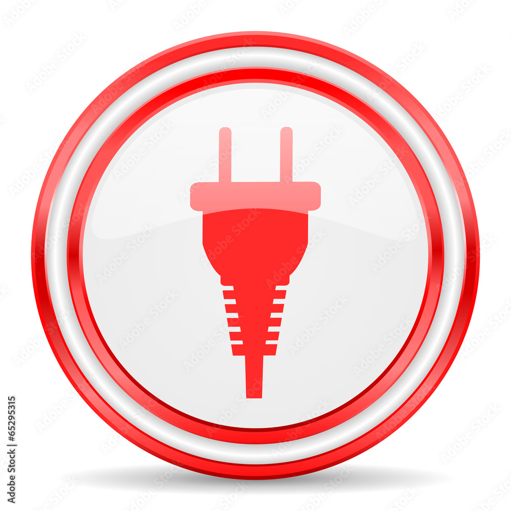plug red white glossy web icon plug red white glossy web icon