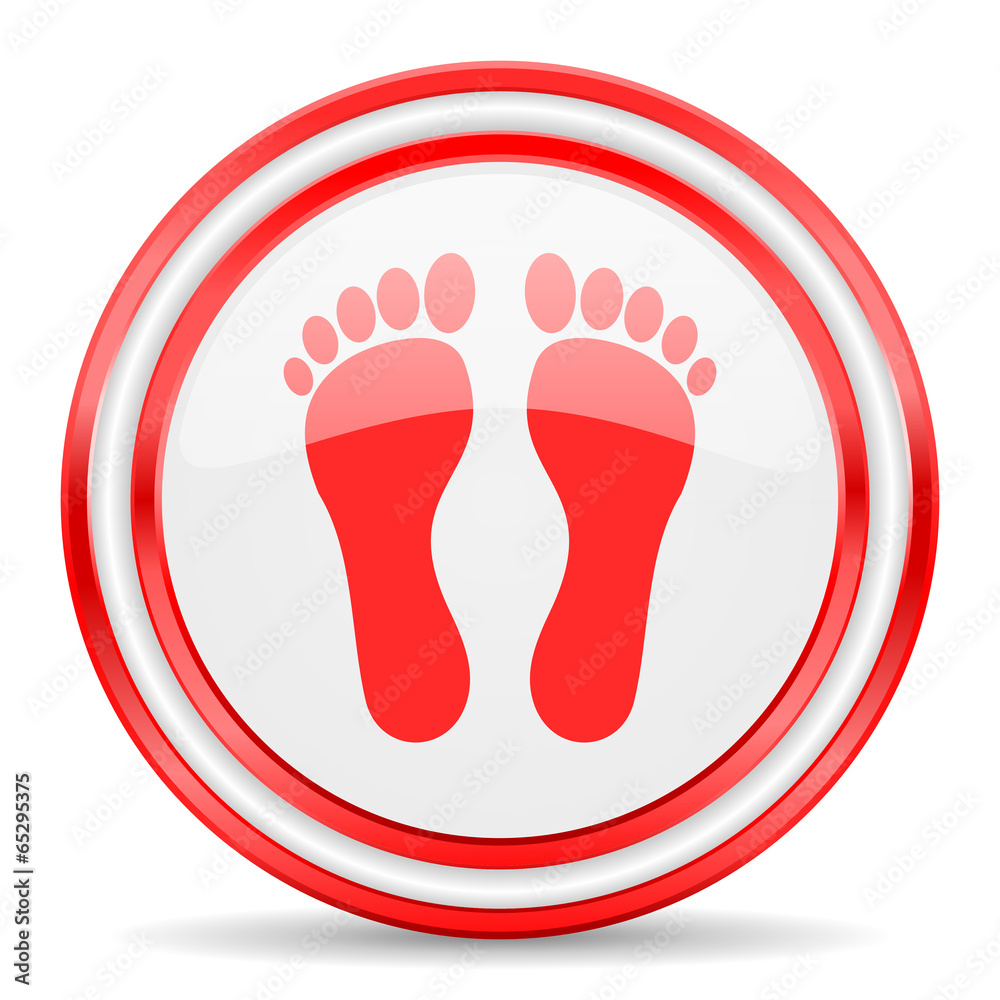 foot red white glossy web icon