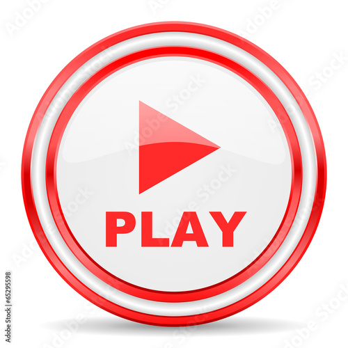 Free Download play red white glossy web icon - GFXLoad