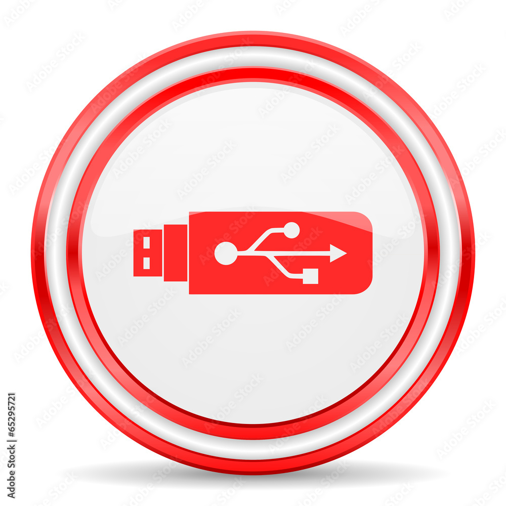 usb red white glossy web icon usb red white glossy web icon