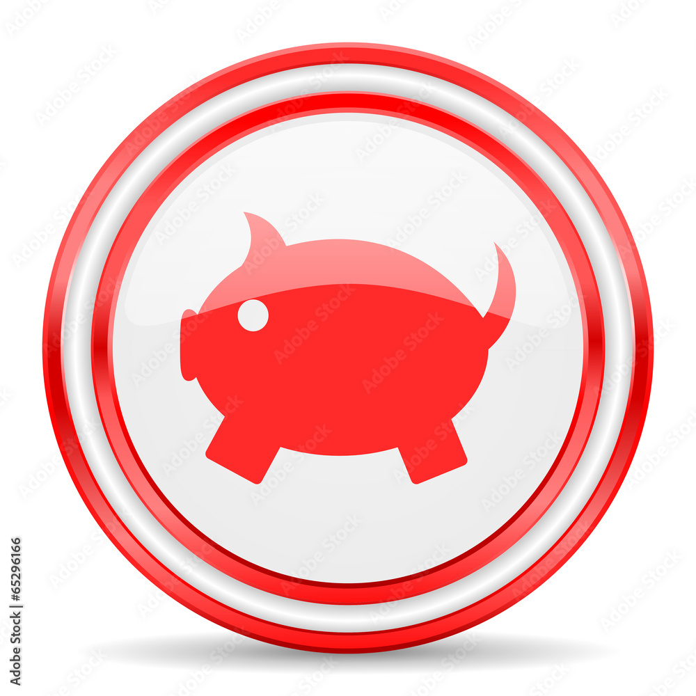 piggy bank red white glossy web icon piggy bank red white glossy web icon
