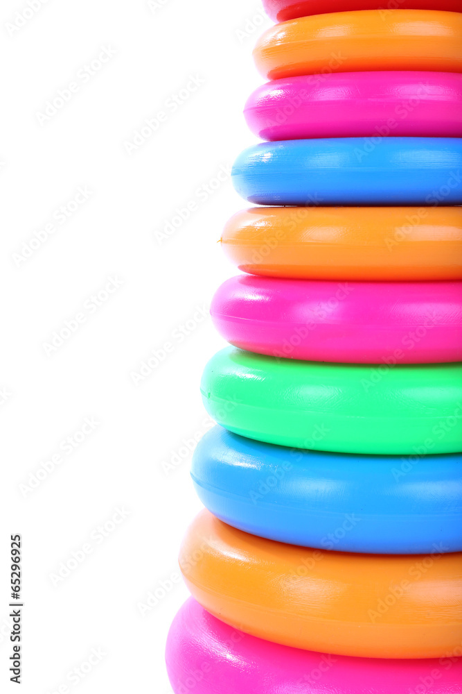 Plastic toy pyramid isolated on white Plastic toy pyramid isolated on white