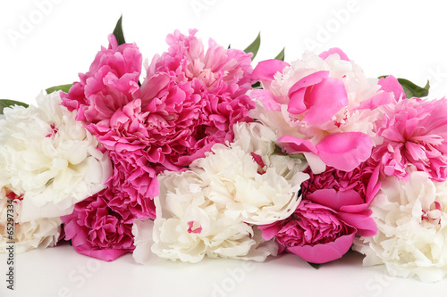 Fototapeta Naklejka Na Ścianę i Meble -  Beautiful pink peonies, isolated on white
