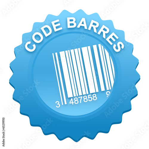 code-barres sur bouton web denté bleu