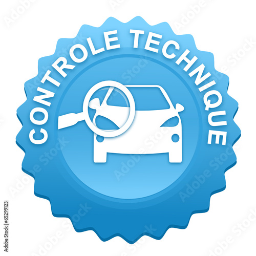 contrôle technique sur bouton web denté bleu