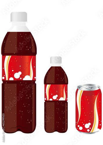 drinks juice cans pet bottle Set Vector