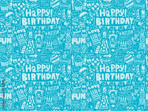 Wallpaper Mural Seamless Doodle Birthday party pattern background Torontodigital.ca