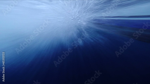 Underwater shot of the hull of a fishing boat