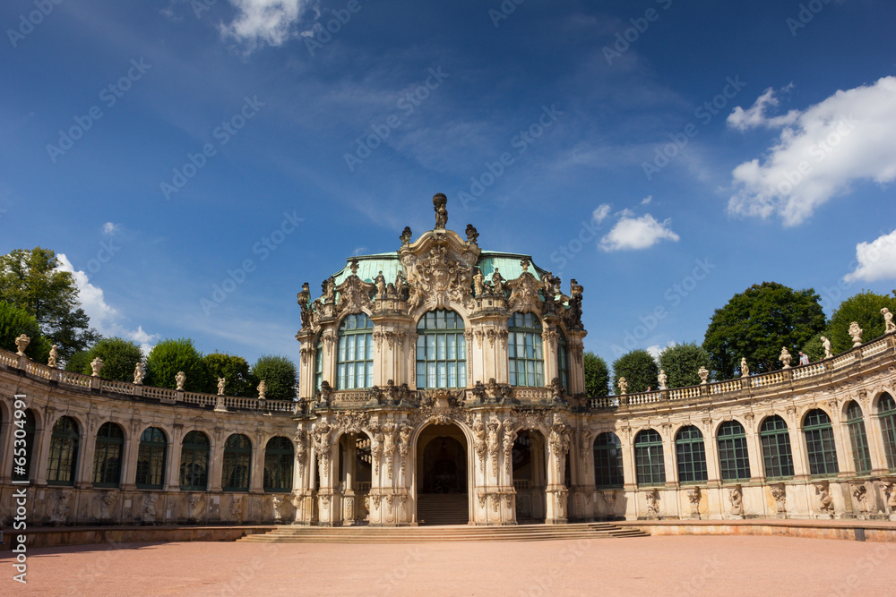 Old rococo palace in hot sunny day, Dresden, Germany