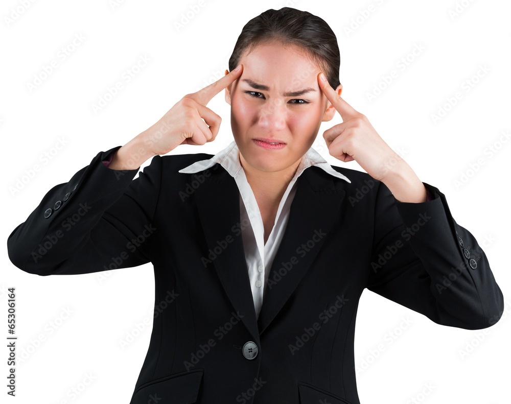 Stressed businesswoman with hands on her head Stressed businesswoman with hands on her head